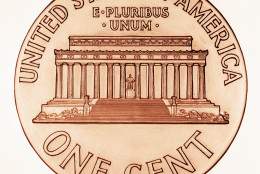 This illustration shows the new reverse side that will appear on one-cent Lincoln pennies, the White House announced Dec. 20, 1958. The portrait of Lincoln on the face will remain unchanged.The new reverse portrays the Lincoln Memorial in Washington. The change is a feature of the Lincoln sesquicentennial observance.(AP Photo)