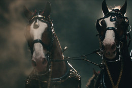 This image provided by Anheuser-Busch shows a scene from Budweiser's "Not Backing Down" spot for Super Bowl 50. (Anheuser-Busch via AP)