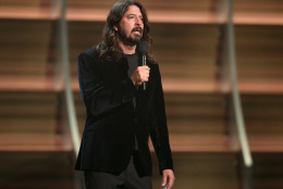 Dave Grohl introduces a performance by Hollywood Vampires at the 58th annual Grammy Awards on Monday, Feb. 15, 2016, in Los Angeles. (Photo by Matt Sayles/Invision/AP)