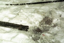 A part of the severed cable of the Mt. Cermis cable car crash lies in the snow, Wednesday, Feb. 4, 1998. One of the Mt. Cermis Cable car Gondolas plummeted some 200 feet Tuesday after its cables were cut by a U.S. Marine jet EA-6B Prowler. Italy s defense minister demanded criminal prosecution Wednesday for an American military pilot whose plane sliced through this cable, sending the car s 20 riders plunging to their deaths.   (AP Photo/ Roberto Bernardinatti)
