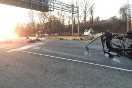 Two lanes of the Inner Loop have reopened, but the Outer Loop remains closed as of 7:30 a.m. Feb. 19, 2016. (Courtesy Montgomery County Fire and Rescue)