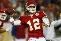Kansas City Chiefs quarterback Brodie Croyle (12) during the first half of a preseason NFL football game against the Green Bay Packers in Kansas City, Mo., Thursday, Sept. 2, 2010. (AP Photo/Ed Zurga)