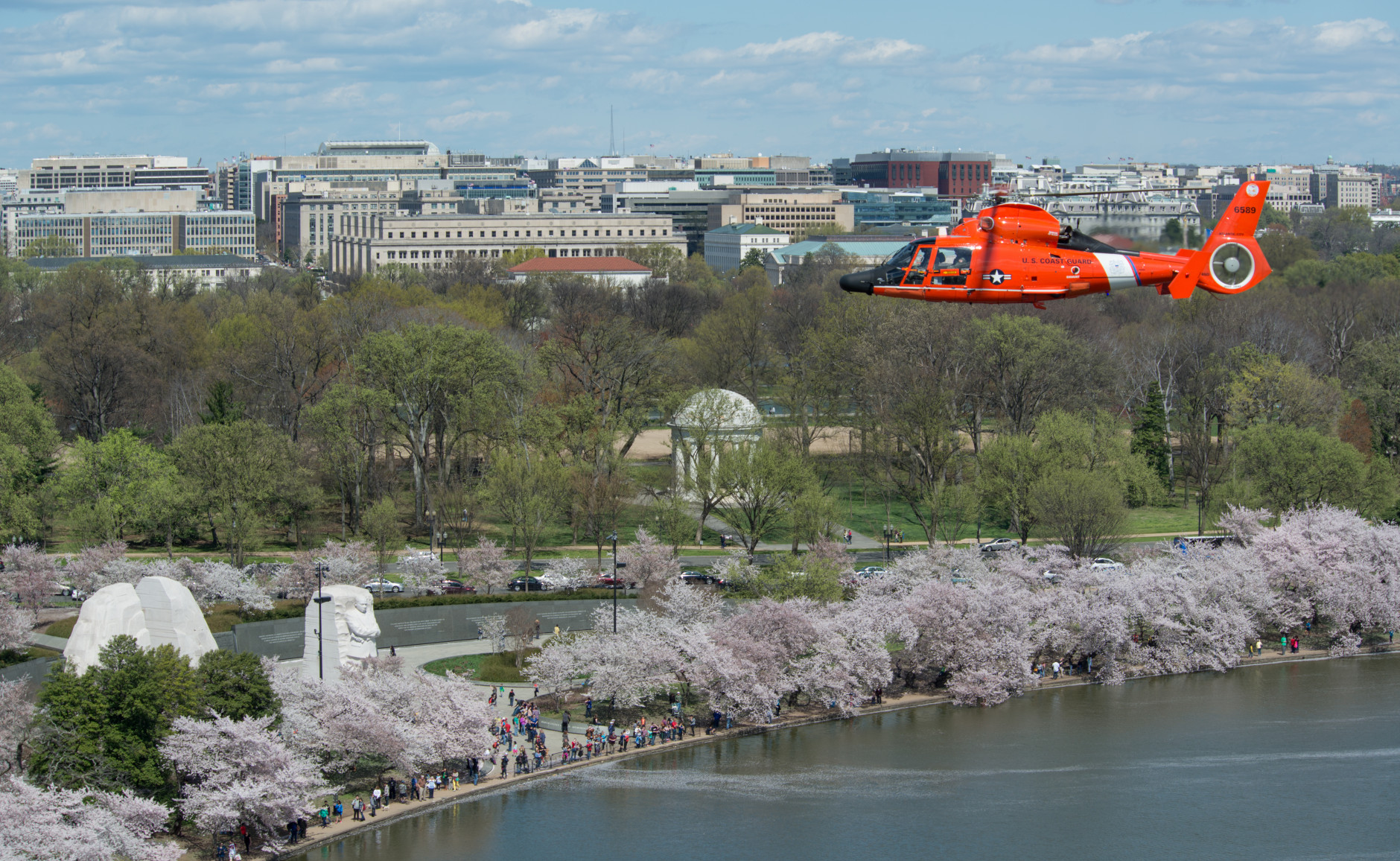 Helicopter crews from the Coast Guard’s National Capitol Region Air Defense Facility flew Monday, March 28, 2016. The crews fly around the capitol during trainings, familiarization flights, and responses. U.S. Coast Guard photo by Petty Officer 2nd Class David R. Marin