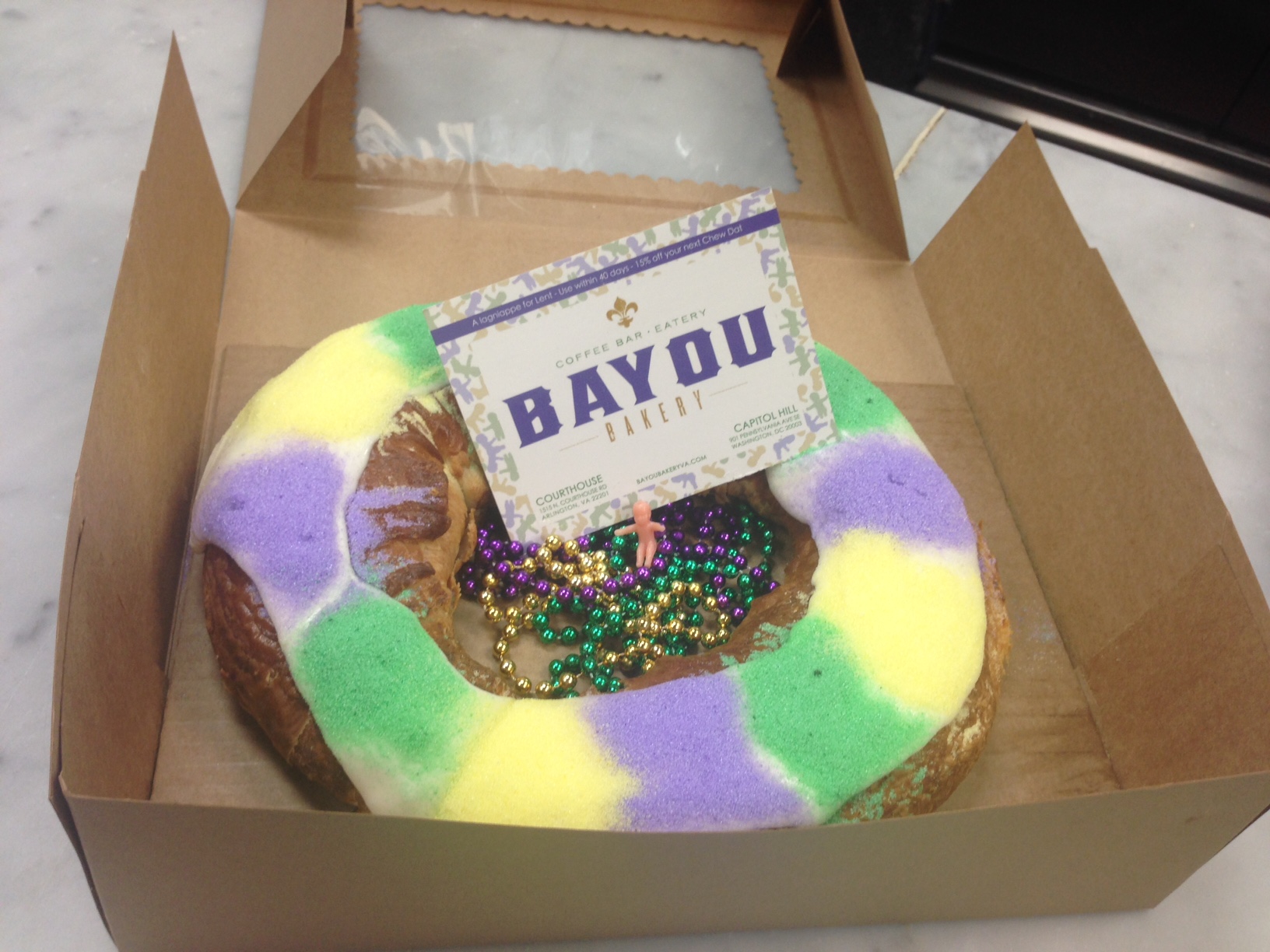 Mardi Gras King Cake with Cream Cheese and Pecan Filling