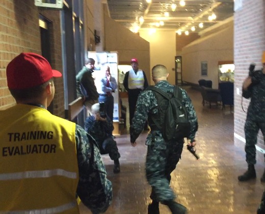 On Thursday, a shooting drill was held at Walter Reed Medical Center in Bethesda. (WTOP/John Aaron)
