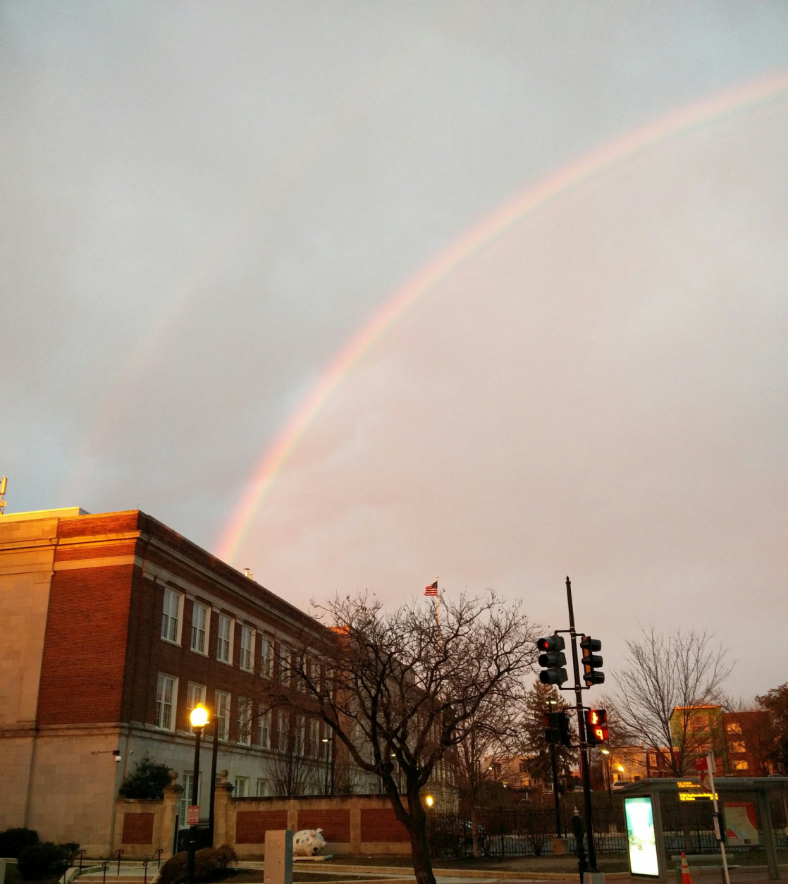 A Thursday-morning rainbow in Glover Park. (John Stephany Jr. via Twitter)