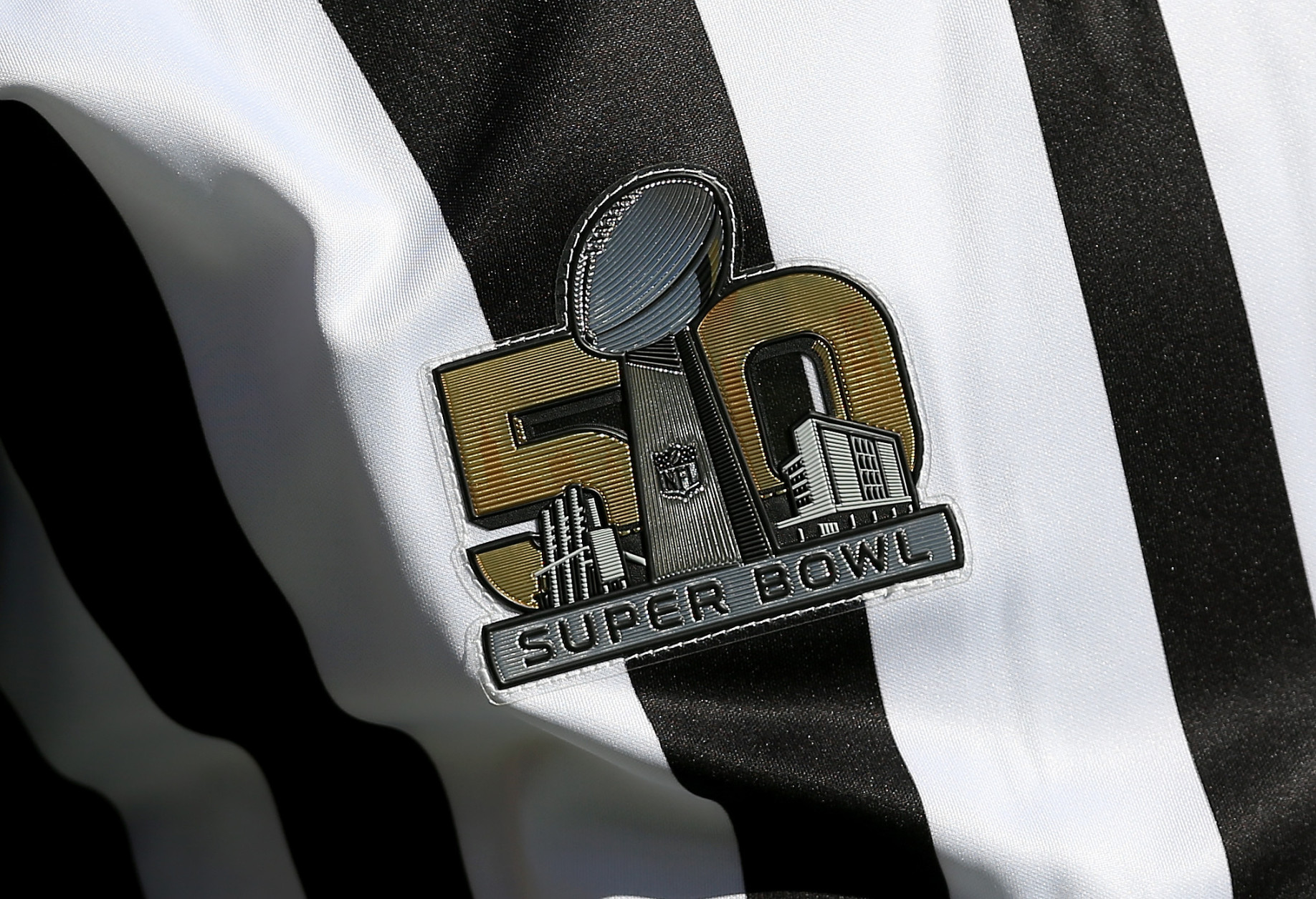 SANTA CLARA, CA - FEBRUARY 07:  A detail view of the logo on a referee uniform is seen prior to Super Bowl 50 at Levi's Stadium on February 7, 2016 in Santa Clara, California.  (Photo by Patrick Smith/Getty Images)