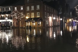 Flooded streets in Old Town Alexandria on Feb. 24, 2016. (Courtesy WTOP listener)