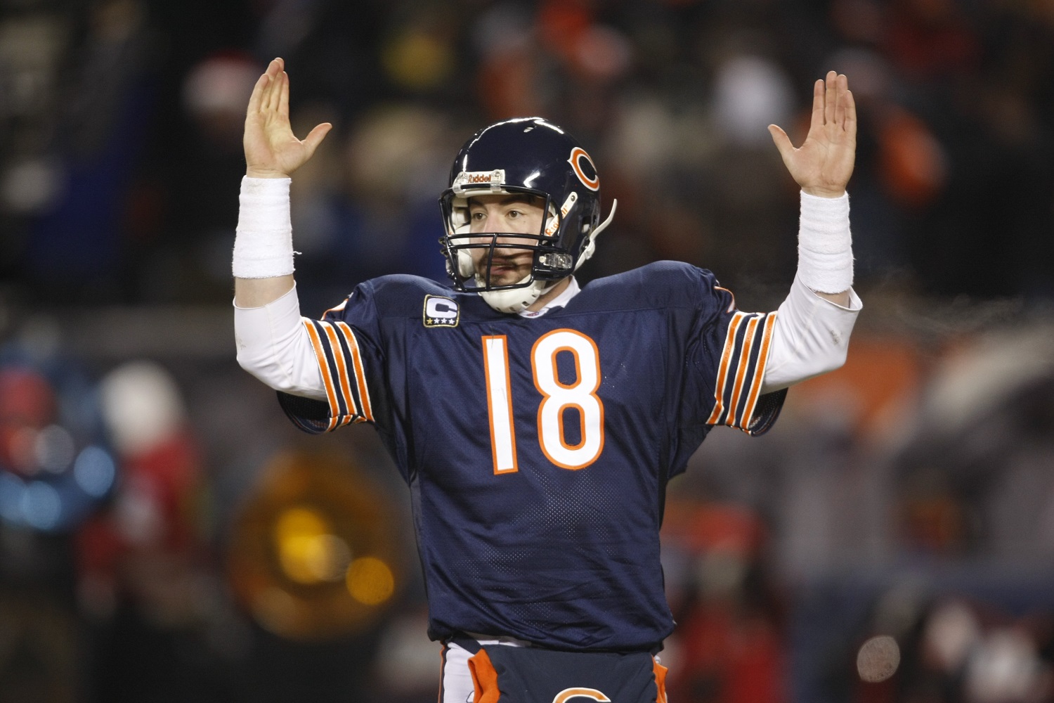 Chicago Bears quarterback Kyle Orton during their NFL football game at Soldier Field in Chicago Monday, Dec. 22, 2008.  (AP Photo/Jim Prisching)