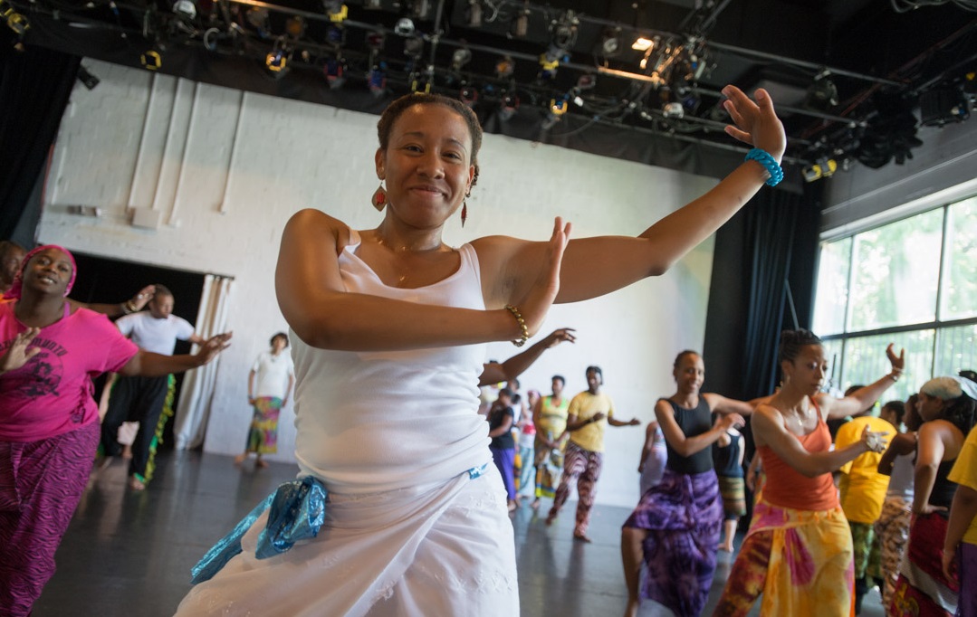 Here's a scene from master class held during DanceAfrica DC, a yearly festival that celebrates the dance and music of the African diaspora. The 29th annual DanceAfrica DC is May 31-June 5, 2016 at DancePlace. (Photo courtesy of Dance Place)