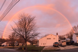 An early-morning rainbow in Odenton, Maryland. (Bryan Patrick via Twitter)