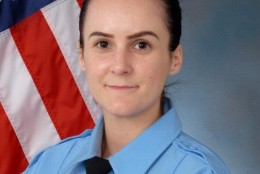 This undated photo provided by the Prince William County Police shows Officer Ashley Guindon. Ronald Williams Hamilton is being held without bond in the Prince William County Adult Detention Center on charges that include murder of a law enforcement officer, Guindon. (Prince William County Police via AP)