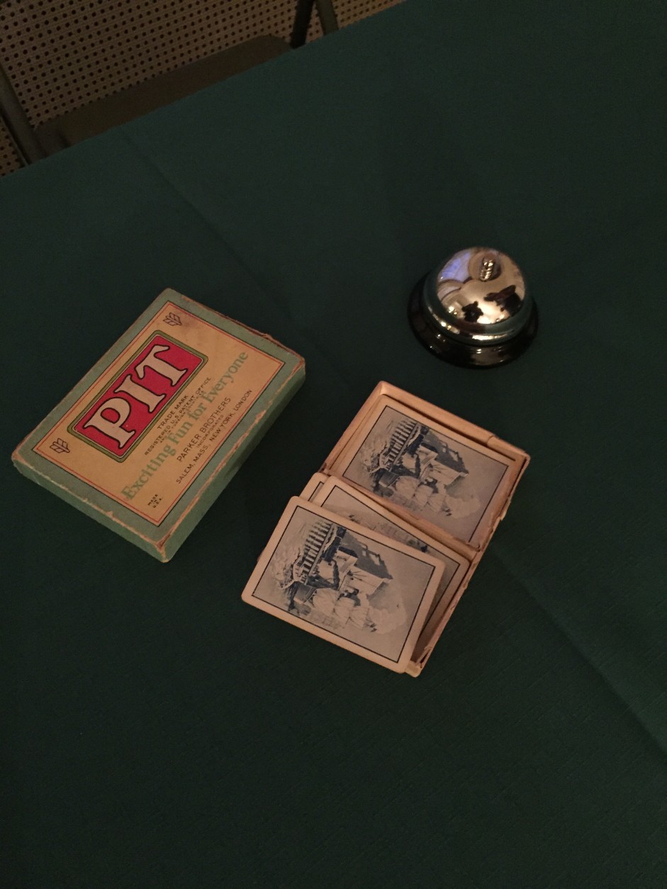 "Pit" is a fast-paced card game for three to seven players, designed to simulate open outcry bidding for commodities The game was developed for Parker Brothers and first sold in 1904. (WTOP/Mike McMearty)