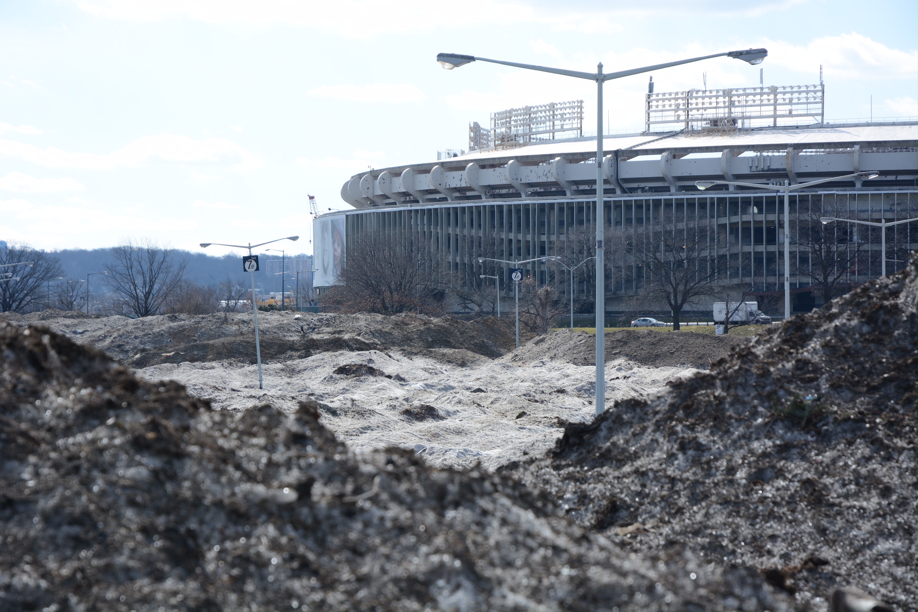 Masses of blizzard snow remain at RFK Stadium dump site