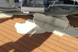 A photo of a ceiling collapse of the Anthem of the Seas cruise ship after a storm. (Courtesy Cassie Lauterette)