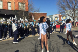 Eastern High School marching band at the D.C. streetcar opening ceremony. (WTOP/Max Smith)