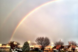 A double rainbow in spotted in Leesburg, Virginia Wednesday evening. (WTOP/Neal Augenstein)