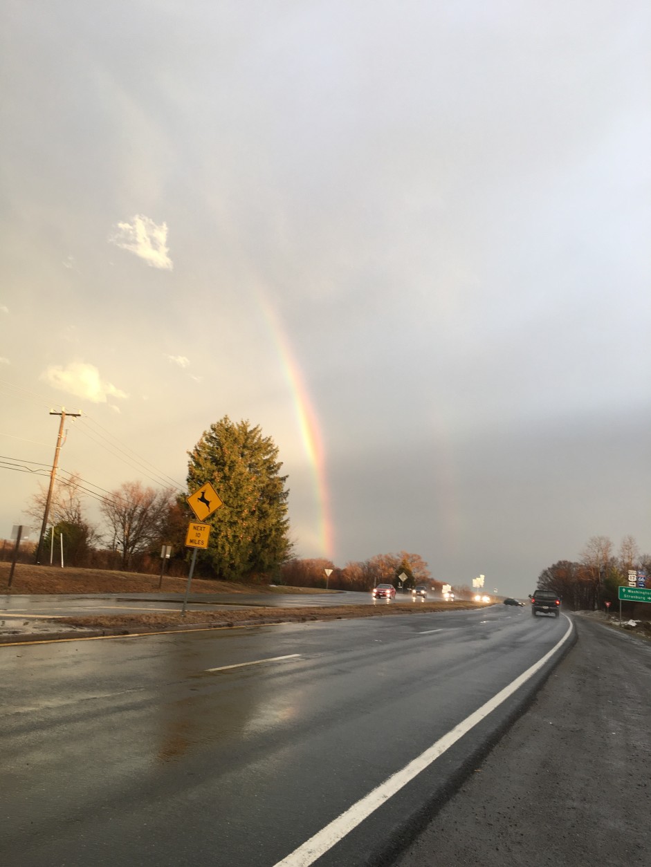 A double rainbow spotted off Exit 28, Route 66, in Marshall, Virginia. (Courtesy WTOP User)