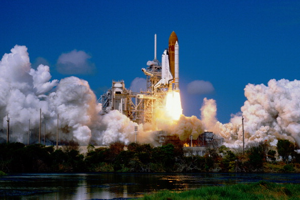 The Space Shuttle Discovery blasts off from a Cape Kennedy launch pad in Florida in Sept, 1988. Discovery is to make her final voyage in Nov, 2010 before being retired (Photo by Alan Oxley/Getty Images)
