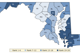 Howard and Montgomery counties ranked first and second in Maryland for health factors, which include categories such as smoking, obesity, sexually transmitted infections, excessive drinking and teen births.  (Courtesy the County Health Rankings & Roadmaps Report)