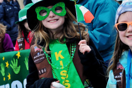 Local Girl Scout troops showed their Irish spirit and sold lots of cookies at the Ballyshaners Annual Old Town Alexandria Saint Patrick’s Day Parade on Saturday, March 5, 2016. (Photo Shannon Finney/Shannon Finney Photography)