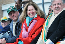 Mayor Allison Silberberg (center) and Parade Grand Marshal John Renner (right). (Photo Shannon Finney/Shannon Finney Photography)