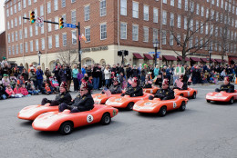 The Kena Shriners rode their tiny cars along the Saint Patricks' Day Parade route. (Photo Shannon Finney/Shannon Finney Photography)