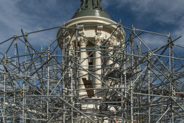 Scaffolding begins to come down from the Capitol dome. (Architect of the Capitol)