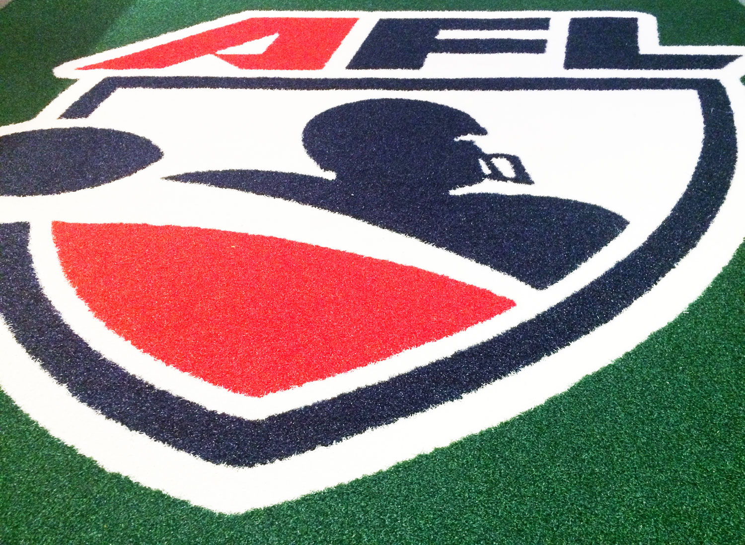 The Arena Football League logo was on display in many places Wednesday. (WTOP/Noah Frank)