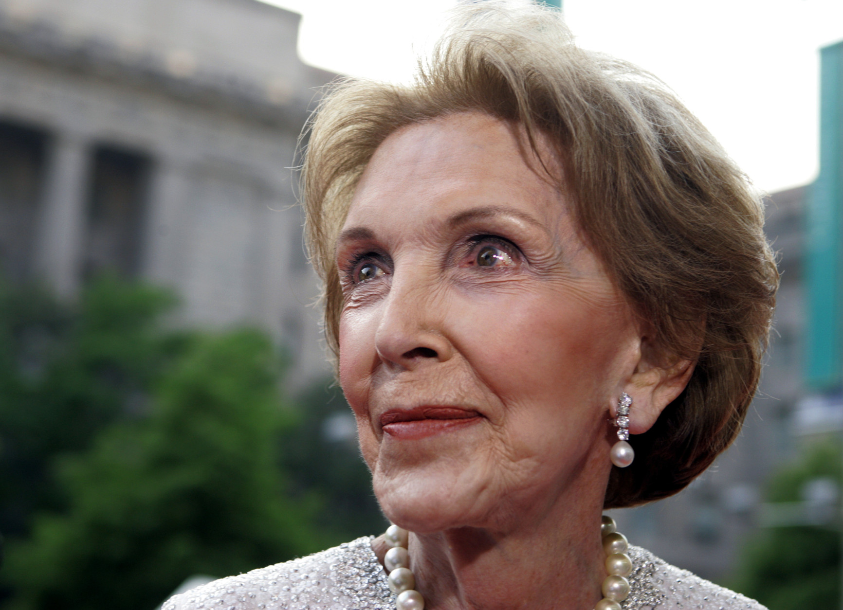 Former first lady Nancy Reagan arrives at Ronald Reagan building, Wednesday, May 11, 2005, in Washington. Mrs. Reagan made her first big public event Wednesday, since her husband's state funeral, in the building named after her husband.  (AP Photo/Manuel Balce Ceneta)
