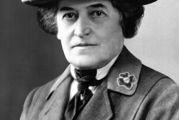 FILE - This undated file photo shows Juliette Gordon Low of Savannah, Ga. Low founded the U.S. Girl Scout movement in 1912 and lived to see the organization reach a membership of more than 168,000. She died in 1927. Low's original registration book from March of 1912 shows 102 recruits. Now a century has passed and millions of Americans have taken the Girl Scout promise, sold Samoas and Thin Mints by the truckload and gone on to careers from CEOs to astronauts. (AP Photo/File)