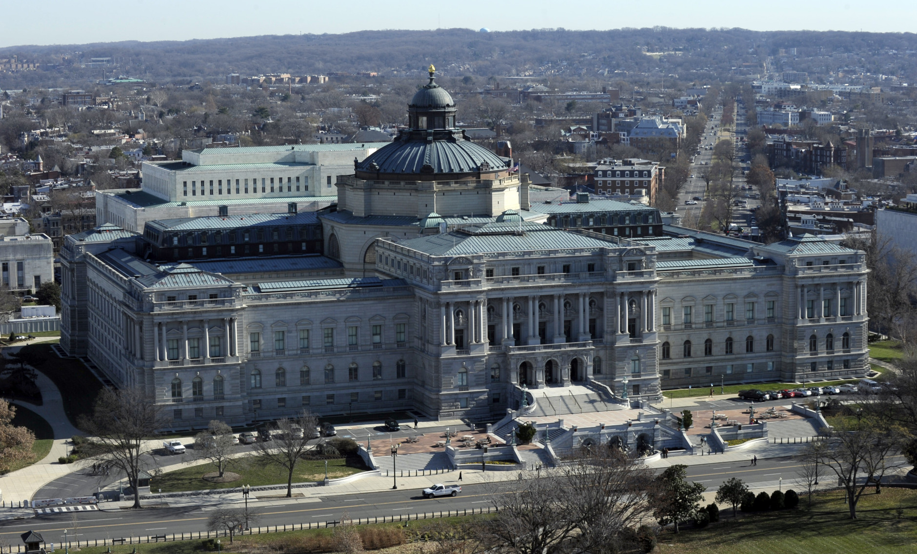 A view of the Library of Congress can be seen from the view from near the top of the Capitol Dome on Capitol Hill, Thursday, Dec. 19, 2013, in Washington. (AP Photo/Susan Walsh)