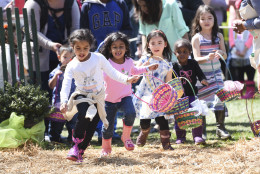 IMAGE DISTRIBUTED FOR AMERICAN EGG BOARD - Kids take part in the White House Easter Egg Roll festivities on the White House South Lawn in Washington, Monday, March 28, 2016. (Kevin Wolf/AP Images for American Egg Board)