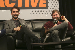 Brothers Jay Duplass, left, and Mark Duplass take part in "A Conversation with the Duplass Brothers" at the Austin Convention Center during the South by Southwest Film Festival on Saturday, March 12, 2016, in Austin, Texas. (Photo by Jack Plunkett/Invision/AP)