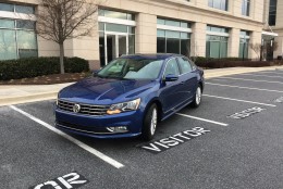 The 2016 Volkswagen Passat comes with adaptive cruise control, blind spot monitor, and front assist with auto braking, a large step in safety for the Passat, as well. (WTOP/Mike Parris)