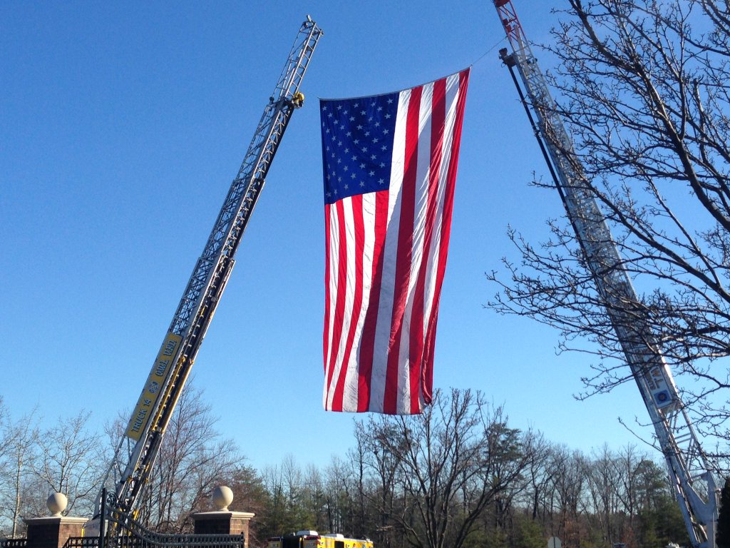 Preparations for the funeral of Officer Ashley Guindon, March 1, 2016. (WTOP/Jamie Forzato)