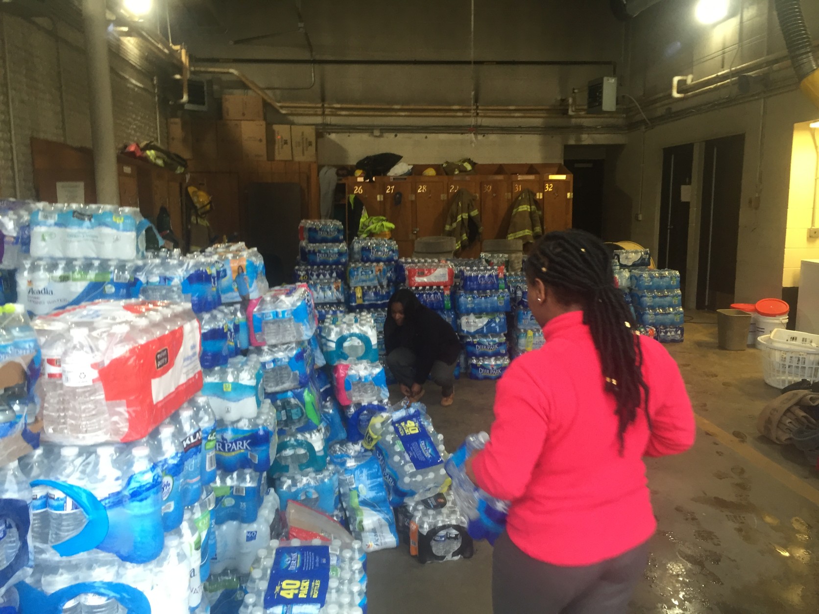 Local fire departments in Prince George's County are collecting water for Flint, Michigan. (WTOP/Mike Murillo)