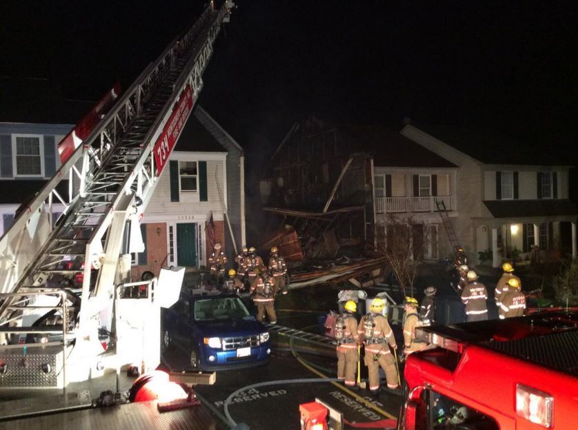 Wall collapses as firefighters fight Germantown house fire (Video)