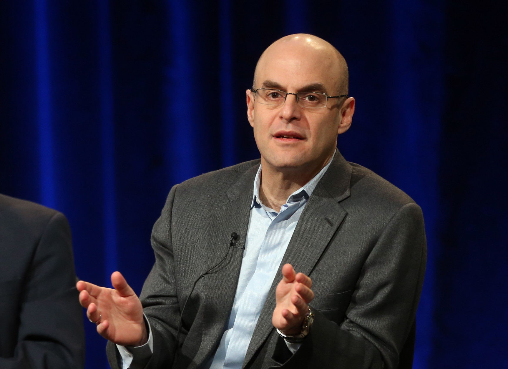 PASADENA, CA - JANUARY 14:  Host Peter Sagal of "Constitution USA" speaks onstage during the PBS portion of the 2013 Winter Television Critics Association Press Tour at the Langham Huntington Hotel &amp; Spa on January 14, 2013 in Pasadena, California.  (Photo by Frederick M. Brown/Getty Images)