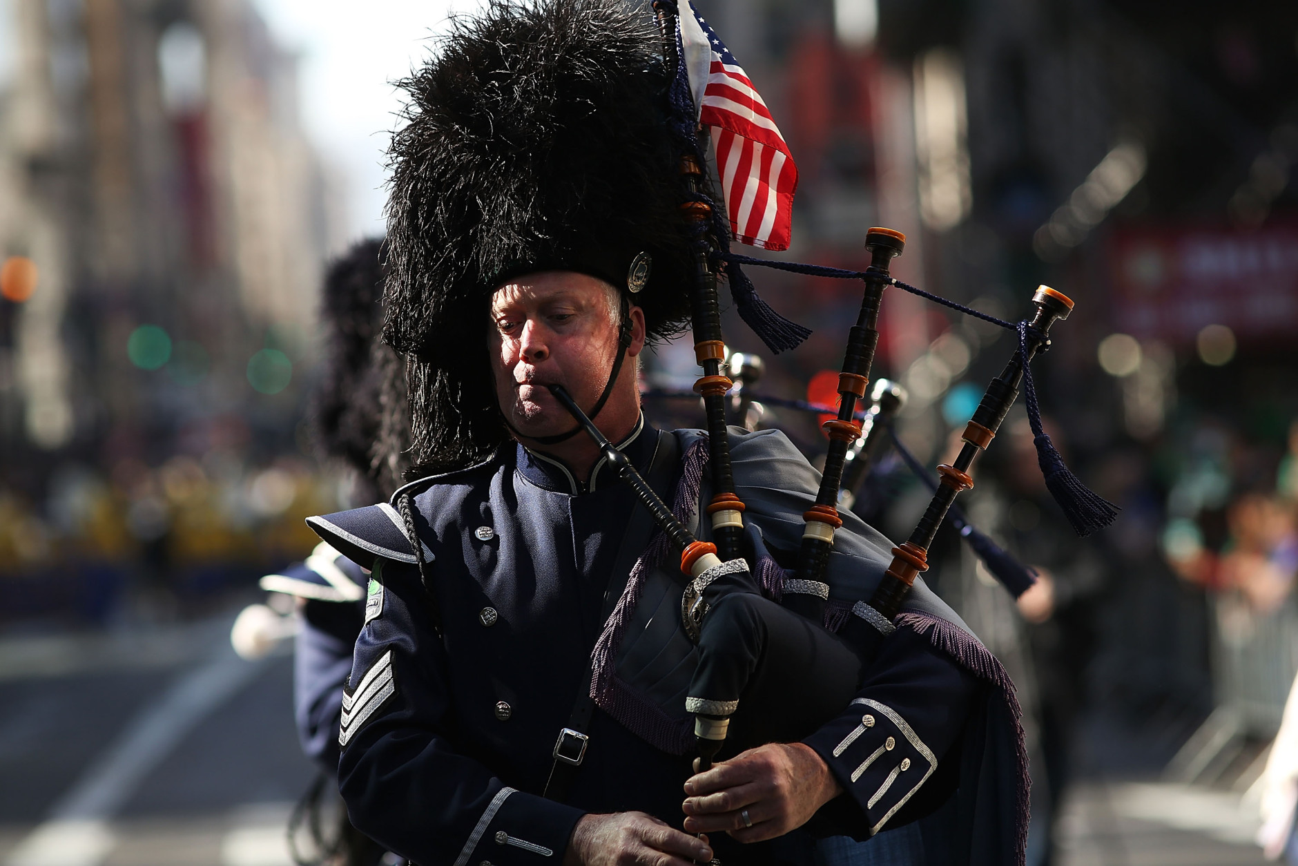 NEW YORK, NY - MARCH 17:  Participants march in the annual St. Patrick's Day parade, one of the largest and oldest in the world on March 17, 2016 in New York City. Now that a ban on openly gay groups has been dropped, New York Mayor Bill de Blasio is attending the parade for the first time since he became mayor in 2014. The parade goes up Fifth Avenue ending at East 79th Street and will draw an estimated 2 million spectators along its 35-block stretch.  (Photo by Spencer Platt/Getty Images)