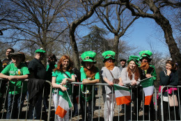 NEW YORK, NY - MARCH 17:  Spectators at the 255th annual St. Patricks Day Parade along Fifth Avenue in New York City on March 17, 2016 in New York City.  (Photo by Jemal Countess/Getty Images)