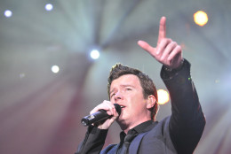 SINGAPORE - AUGUST 03: Rick Astley performs on the second day of the Singfest music festival at Fort Canning Park on August 3, 2008 in Singapore. (Photo by Stefen Chow/Getty Images)