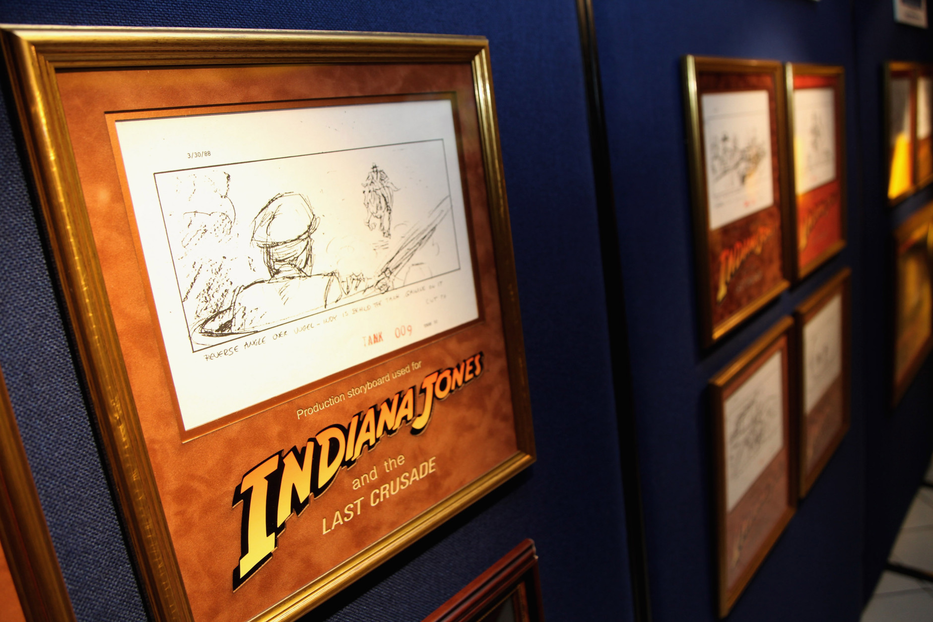 A storyboard drawing used in the making of the Indiana Jones series of films on display at The Charity Screening of "Raiders Of The Lost Ark - The Adaptation."  (Photo by Tim Whitby/Getty Images)