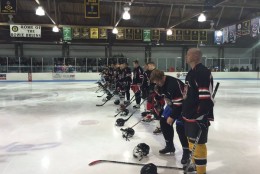 Prince George's County Fire Chief Marc Bashoor tweeted this photo from the Guns 'n' Hoses charity hockey game on Saturday, March 12, 2016. (Photo Prince George's County Fire Chief Marc Bashoor via Twitter)