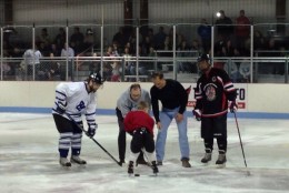 The Guns 'n' Hoses charity hockey match was a fundraiser for Prince George’s County Fire Lt. Chris Hill, who was diagnosed with cancer. Prince George's County Fire Chief Marc Bashoor posted this photo on Twitter. (Photo Prince George's County Fire Chief Marc Bashoor via Twitter)