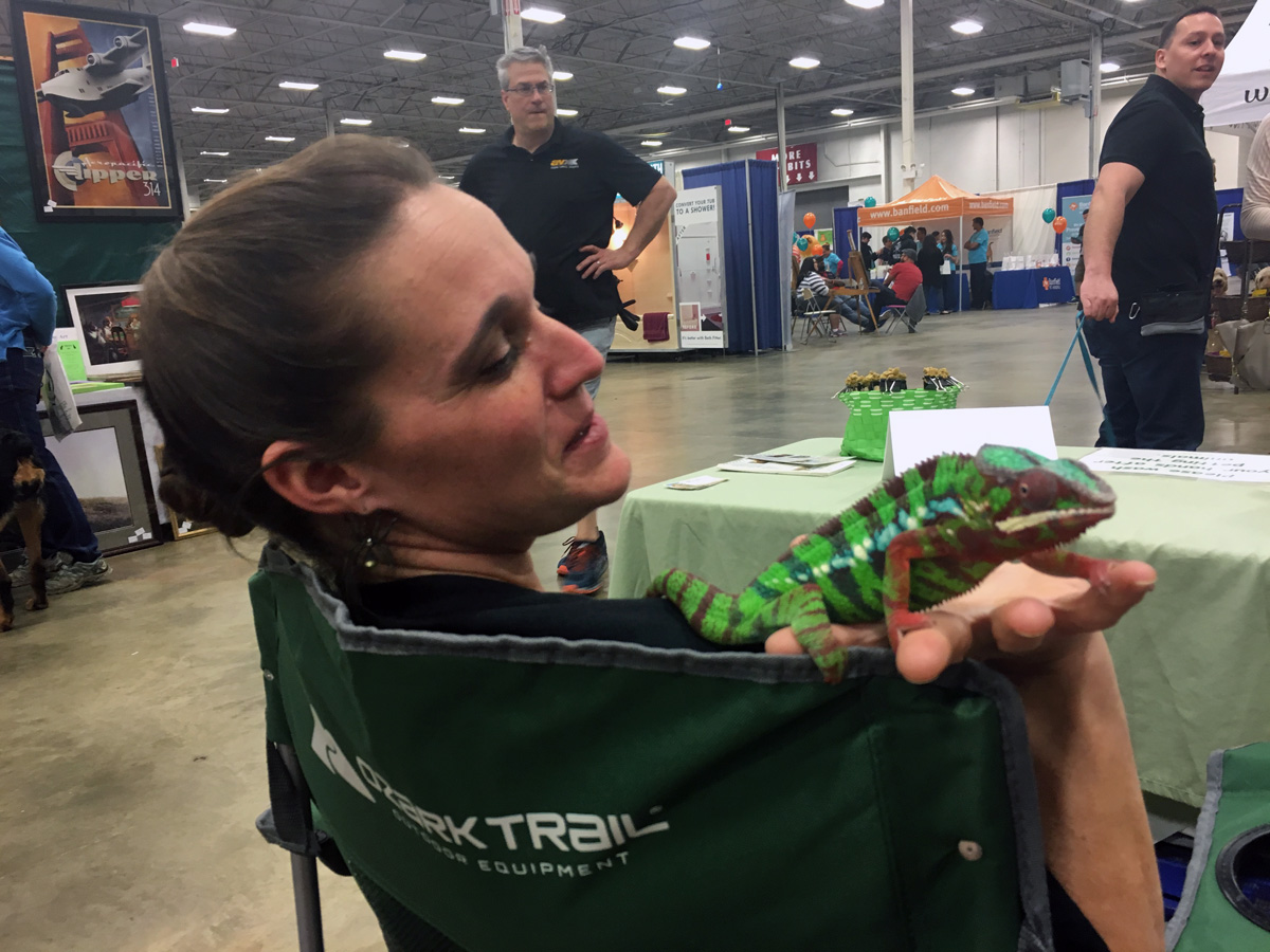 "Cloak" the lizard at the Super Pet Expo. (WTOP/Mike Murillo)