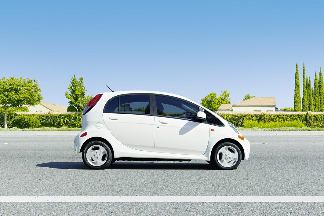 Lowest-Rated Green Car: Mitsubishi i-MiEV
"This half-step up from a golf cart is slow, clumsy, and stiff riding," Consumer Reports says. (Mitsubishi)