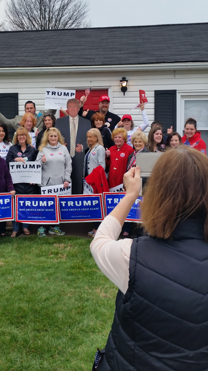 Sunday, a group of Donald Trump supporters showed up at Beaty’s home for a rally. 