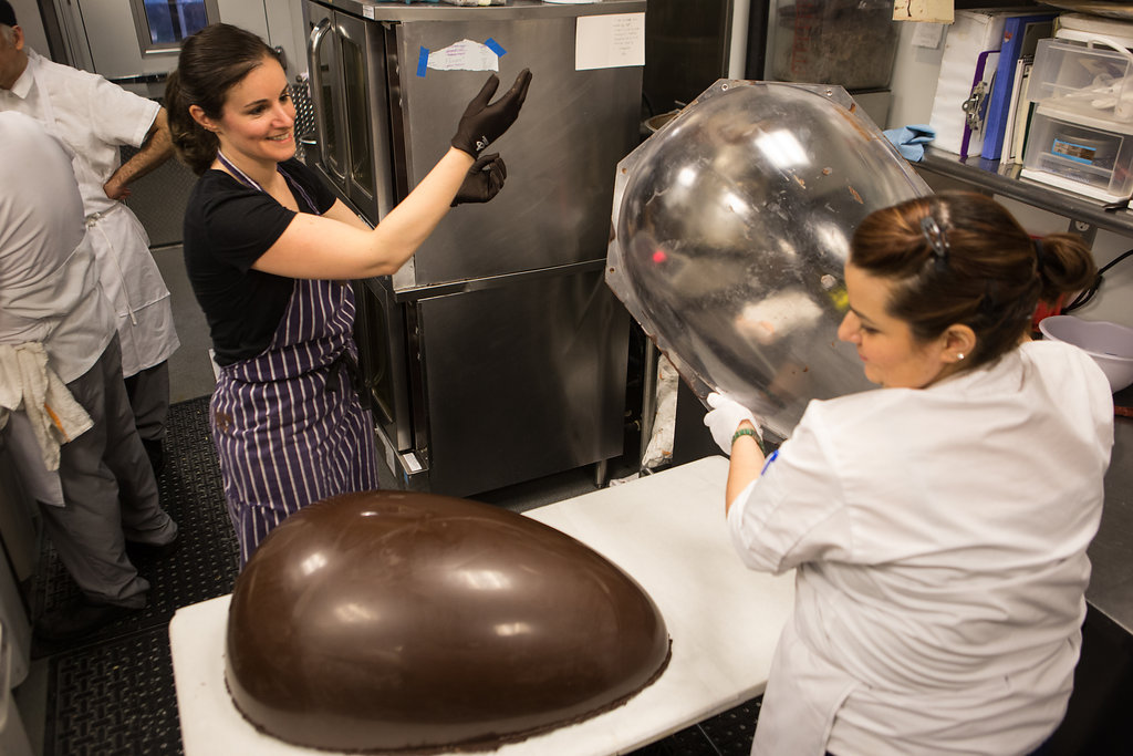 photo of Jennfier costa with half of her chocolate egg
