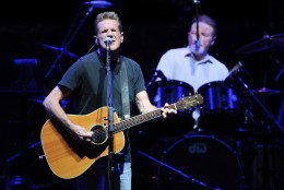 FILE - In this Nov. 8, 2013, file photo, musicians Glenn Frey, left, and Don Henley, of the Eagles, perform at Madison Square Garden in New York. Frey, who co-founded the Eagles and with Henley became one of history's most successful songwriting teams with such hits as "Hotel California" and "Life in the Fast Lane," has died at age 67. He died Monday, Jan. 18, 2016, in New York. (Photo by Evan Agostini/Invision/AP, File)
